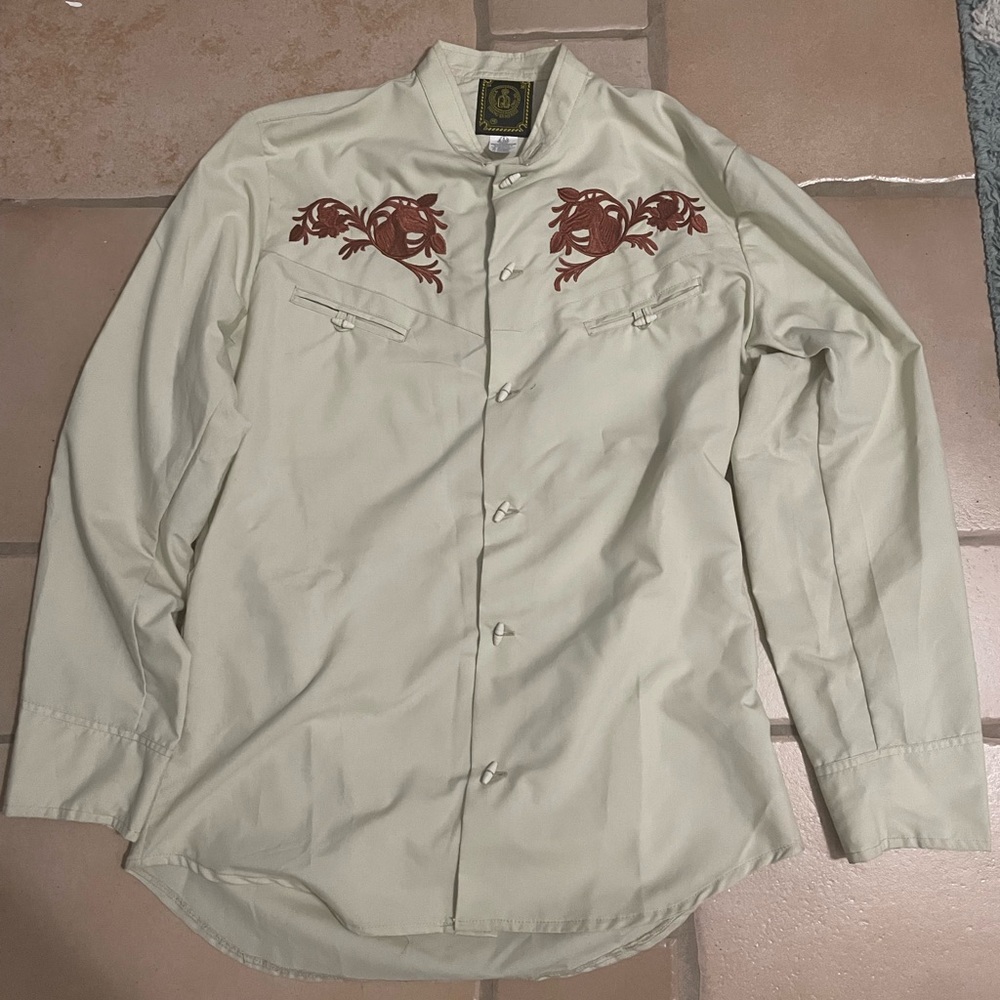 Espuela De Oro Embroidered Horse Collarless Western  Shirt Size M (38)